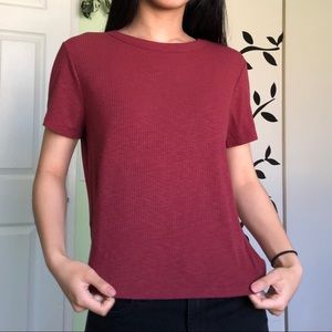 Aerie Burgundy Ribbed Top